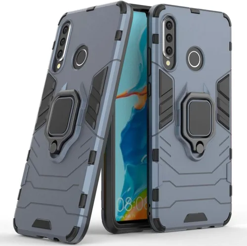 Vista 7 de Compatible con Huawei P30 Lite, soporte de anillo de metal a prueba de golpes (funciona con soporte magnético para automóvil), funda resistente
