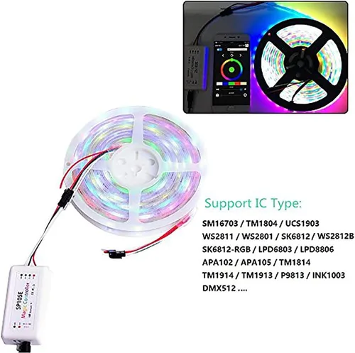 Vista 7 de RGBZONE Controlador LED Bluetooth SP105E, control inteligente de aplicación, sincronización de música para WS2811 WS2812B WS2815 WS2813 WS2801