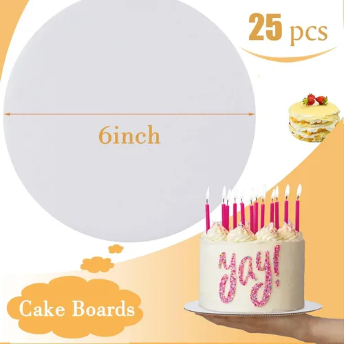 Vista 3 de Sudaya Juego de 25 soportes para tartas, 25 soportes para tartas de 15,2 cm redondos, soportes circulares para tartas de cartón, platos desechables