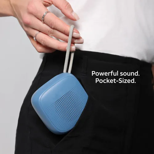 Vista 7 de AT&T Essentials - Mini altavoz Bluetooth de 5 W, color azul polvoriento