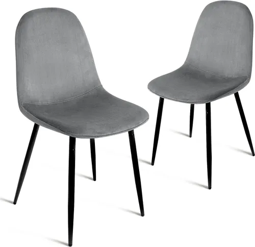 Vista 10 de CangLong Juego de 2 sillas de comedor modernas de terciopelo, sillas decorativas tapizadas con patas de metal, color verde oscuro para sala