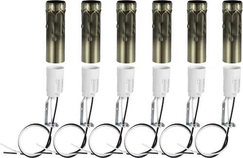 Vista 7 de uxcell Juego de 6 fundas para portalámparas E14 con alambre de 3 pulgadas de alto, color negro