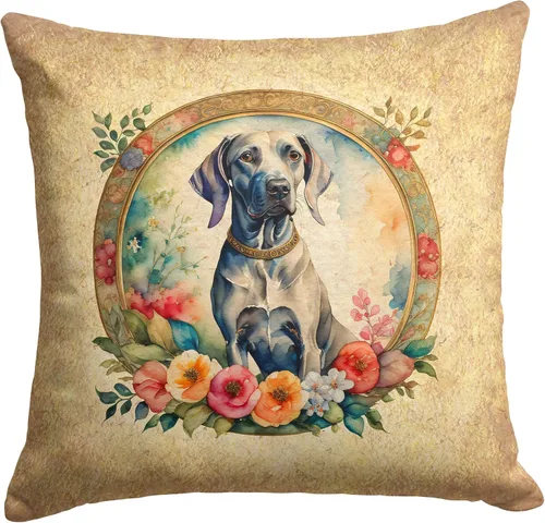 Vista 97 de Caroline's Treasures DAC2072PW1414 Affenpinscher and Flowers - Almohada decorativa de tela, lavable a máquina, para interiores y exteriores