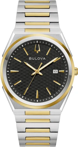Vista 8 de Bulova Mens Dress Classic Quartz Two Tone Stainless Steel Watch, Patterned Dial, 39mm Plateado