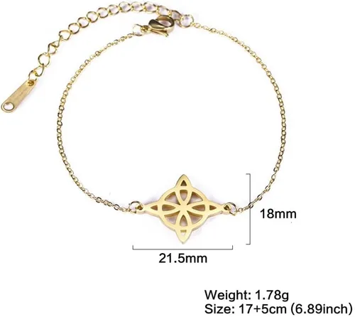 Vista 6 de Oyalma - Pulsera geométrica de moda con nudo de bruja celta para mujer, cadena de brujería, joyería de amor, 19241, color dorado