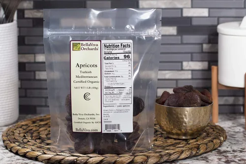 Vista 2 de Bella Viva Orchards Albaricoques turcos secos orgánicos, dulces sin azúcar añadido, 1 libra de fruta seca