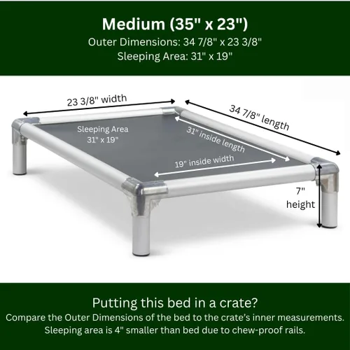 Vista 3 de Cama para perro Kuranda, a prueba de mordidas, de aluminio (plata), 40 onzas, vinilo sólido, Humo