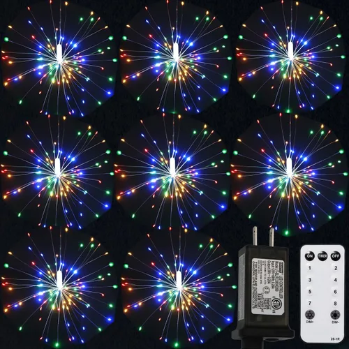 Vista 13 de 10 luces LED en total de 600 luces LED de alambre de cobre, luces parpadeantes de hadas enchufables, 8 modos, luces impermeables
