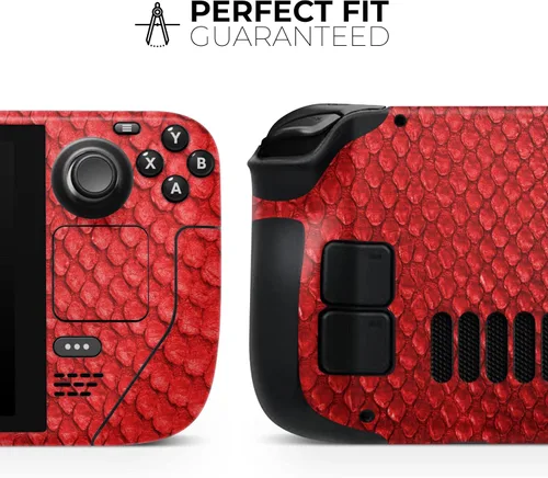 Vista 2 de Design Skinz - Compatible con Steam Deck - Calcomanía protectora de vinilo extraíble resistente a los arañazos - Patrón de piel de serpiente roja V3