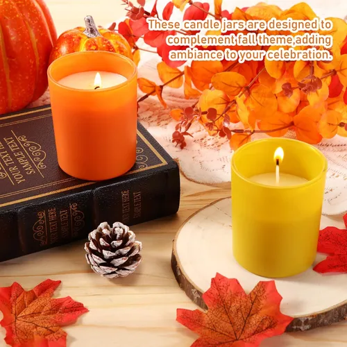 Vista 6 de Ziliny 16 tarros de vela de invierno para hacer velas vacías a granel, tarros de vidrio de 7 onzas con tapas de bambú, latas para almacenar