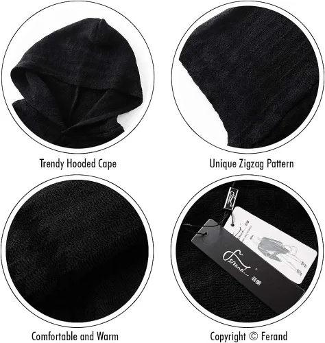 Vista 4 de Ferand Poncho suave con capucha para mujer
