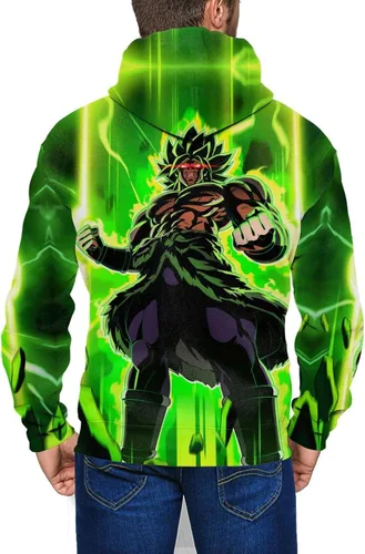 Vista 2 de SDKJFLKAWES Saiyajin Broly Mens 3D Print Casual Hooded Fashion Pullover Pockets Full Zip Hoodie Unisex zipper Sweatshirt