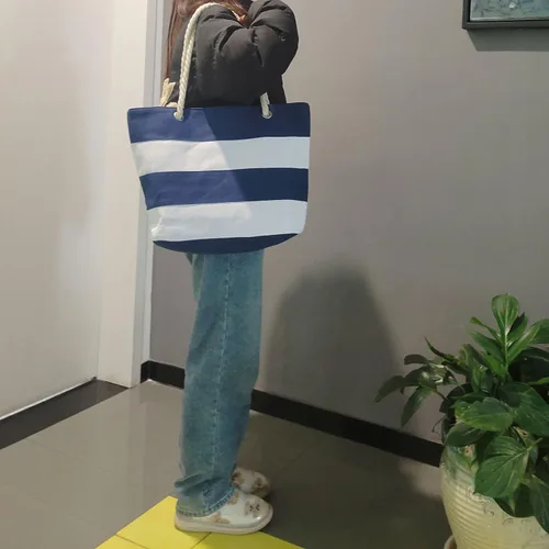 Vista 2 de Nevenka Bolso de playa de lona con cremallera de asa superior bolso de hombro bolsas de compras