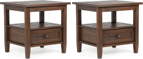 Vista 19 de SIMPLIHOME - Mesa lateral estrecha rectangular Warm Shaker, de madera maciza, de 14 pulgadas de ancho, estilo transicional, color negro, para sala