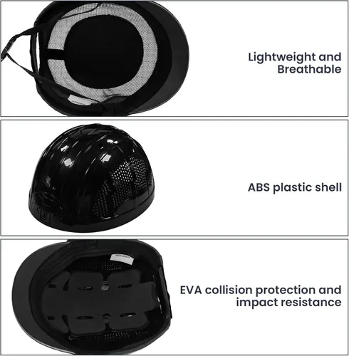 Vista 4 de Gorra de Seguridad Ligera con Protección contra Golpes - Sombrero Protector Transpirable Estilo Béisbol con Rayas Reflectantes