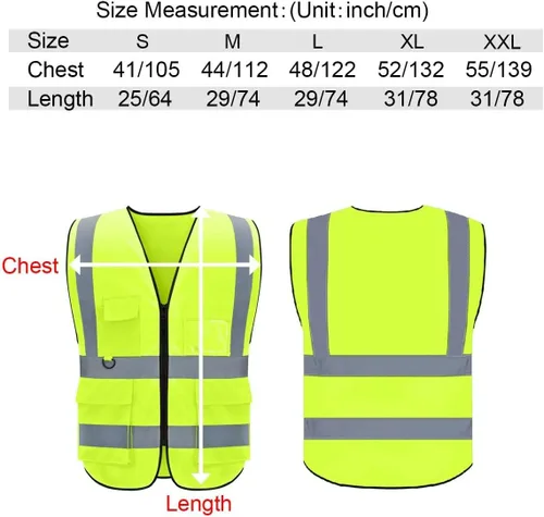 Vista 6 de BeautyWill Security Safety Vest High Visibility Reflective Ansi Class 2 Hi Vis Construction Workwear Safety Apperal