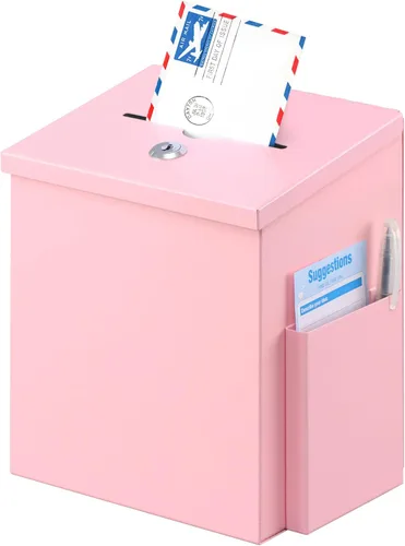 Vista 14 de xydled Caja de sugerencias con cerradura montable en pared de metal para donación/boleta/votación/colección/caja de depósito de llaves con 50