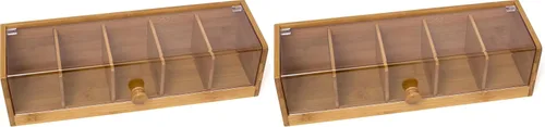 Vista 7 de Lipper International Caja de té de madera de bambú con 8 compartimentos, 12-3/8" x 7-3/8" x 3-3/5