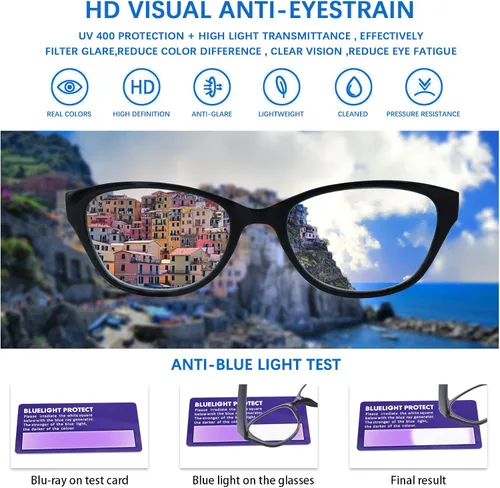 Vista 4 de COJWIS 5 Pack Reading Glasses for Women Blue Light Blocking Computer Readers with Spring Hinge Anti Eye Strain Eyewear