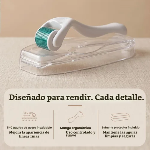 Vista 5 de Derma Roller para cuero cabelludo, barba y cara, rodillo de microagujas con 540 agujas de titanio de 0.010 in, herramienta de microagujas