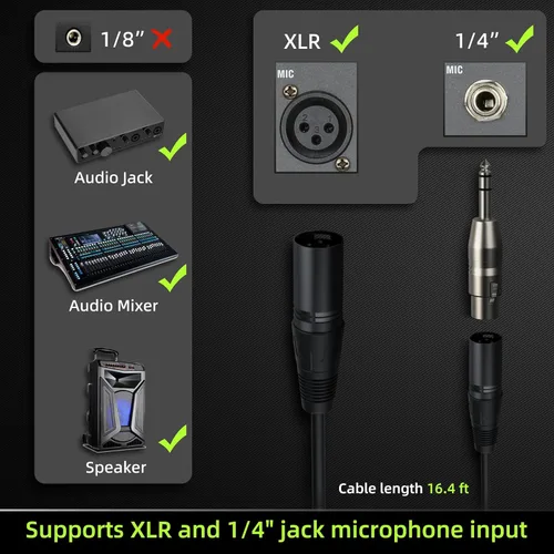 Vista 5 de MRSDY Micrófono XLR con cable, micrófono dinámico cardioide de mano de metal para cantar, escenario, estudio, karaoke, con interruptor