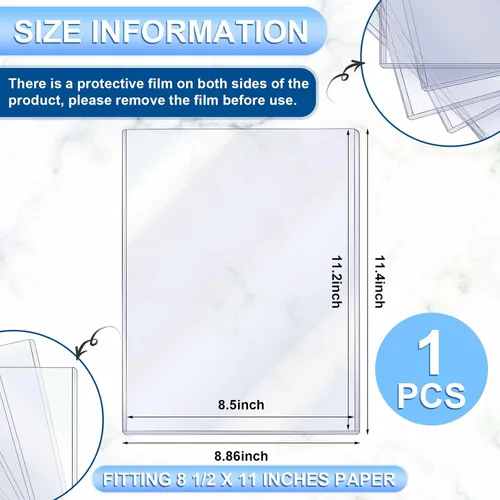 Vista 2 de Jecery Protectores rígidos de impresión de 8.5 x 11 pulgadas, protectores de páginas de papel de plástico rígido transparente para documentos