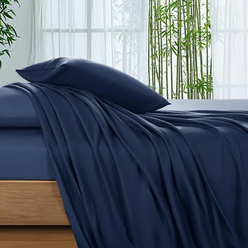 Vista 19 de SONORO KATE Sábanas 100% viscosa derivada de bambú tamaño matrimonial, sábanas ultra transpirables y refrescantes para personas que duermen con Beige