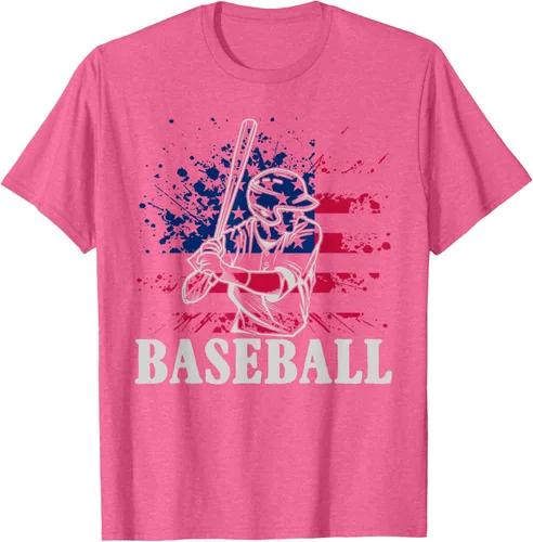 Vista 37 de Camiseta de béisbol deportiva estadounidense con bandera estadounidense, Negro, S