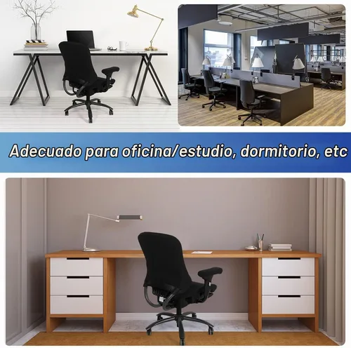 Vista 6 de Tallew Juego de 4 fundas protectoras universales para sillas de oficina, fundas de asiento elásticas para sillas de oficina, fundas para Negro