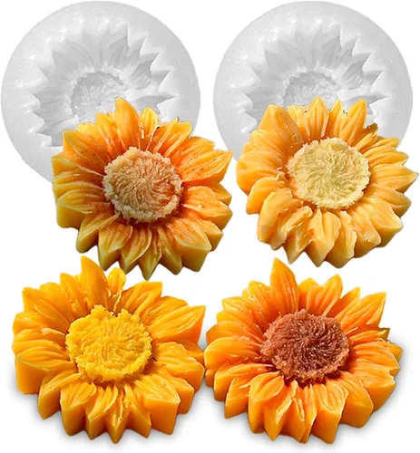 Vista 9 de Wehous 2 moldes de silicona de flores 3D para hacer velas, moldes de silicona para decoración de tartas de chocolate, moldes de decoración de velas