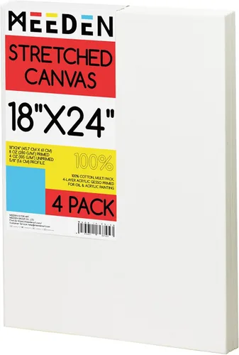 Vista 10 de MEEDEN Lienzo estirado, 8 x 8 pulgadas, paquete de 6, lienzos blancos en blanco para pintar, 100% algodón, 8 onzas imprimado con geso, lienzo