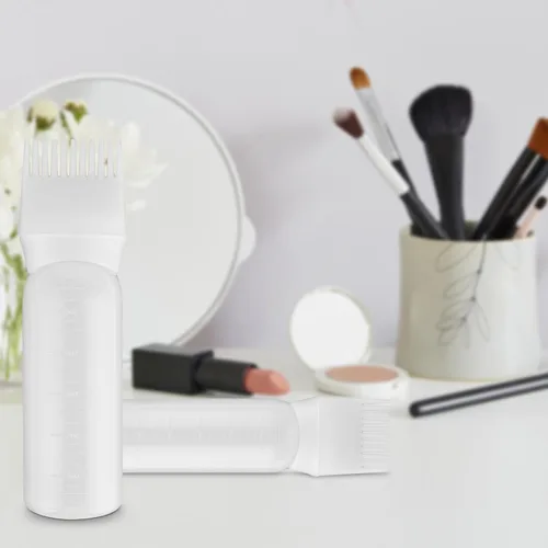Vista 7 de Botella aplicadora de peine de raíz, botella aplicadora de aceite para el cabello de 6 onzas para teñir el cabello, cepillo aplicador de botella