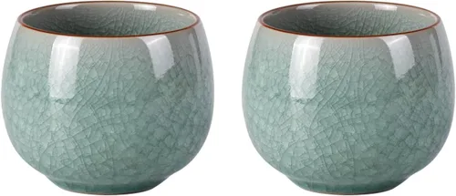 Vista 8 de KAMMAK Juego de 2 tazas de té pequeñas de porcelana de 6.7 onzas, tazas de té japonesas de cerámica para el hogar, fiesta, oficina, juego de té