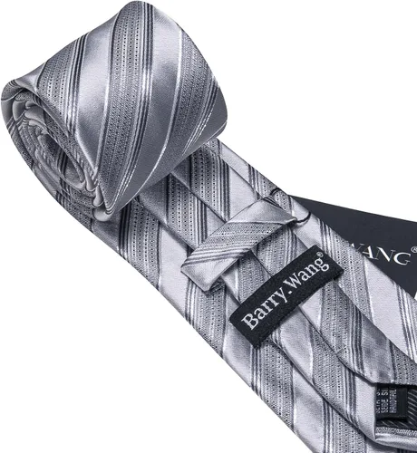 Vista 106 de Barry.Wang Juego de corbatas para hombre, corbata de seda a rayas, tejido a cuadros, gemelos formales, negocios, boda
