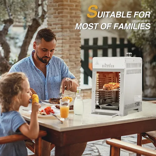 Vista 5 de BIG HORN OUTDOORS Parrilla de propano a gas infrarroja portátil, de acero inoxidable de 1500 grados, parrilla de mesa de cocción rápida para carne