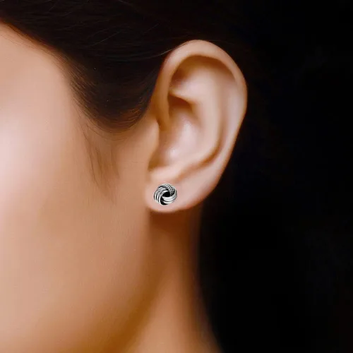 Vista 2 de LeCalla Joyas de plata de ley con diseño italiano de nudo de amor para mujer, Plata de ley