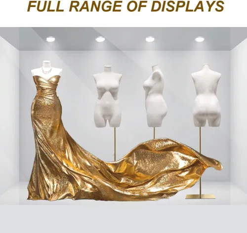Vista 4 de Maniquí femenino de talla grande, figura completa con base de metal, torso de maniquí para tienda de ropa, maniquíes de ventana, ropa, vestidos