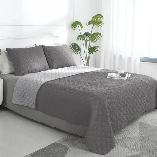 Vista 33 de Easy-Going - Juego de colcha reversible tamaño individual con 1 colcha y 1 funda de almohada, colcha de cama suave, colcha de microfibra ligera