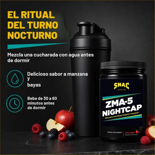 Vista 5 de ZMA-5 Nightcap Rapid Recovery - Suplemento preentrenamiento para sueño profundo, 15.87 oz