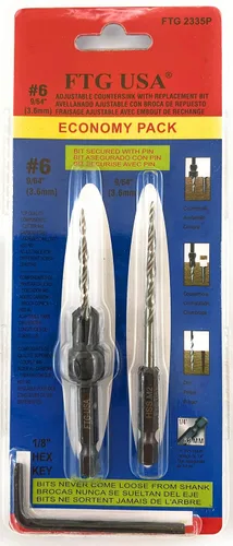 Vista 13 de FTG USA Juego de 3 brocas avellanadoras ajustables para madera #4 (7/64 pulgadas) con broca cónica para carpintería