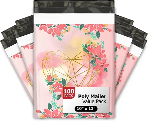 Vista 13 de 100 sobres de polietileno de diseño de corazones que se desvanecen para el día de San Valentín, impermeables, autosellantes, resistentes a