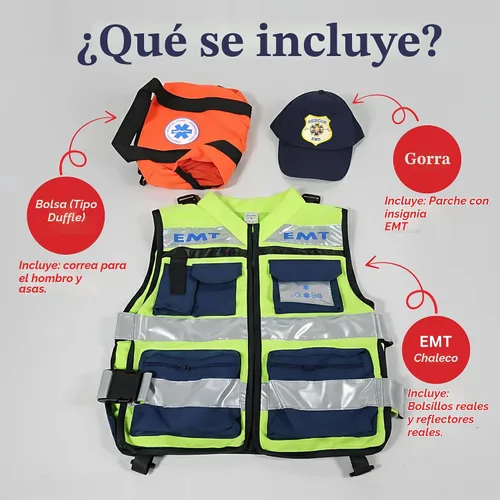 Vista 2 de Dress Up America EMT - Disfraz paramédico auténtico para niños y niñas (niños pequeños 2)
