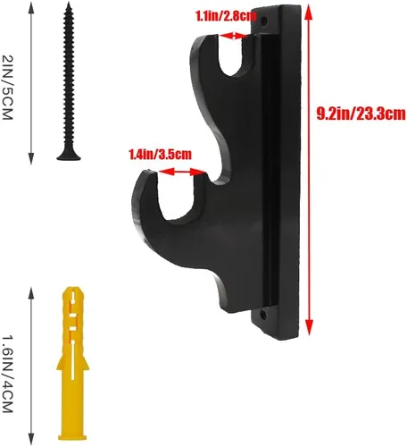 Vista 2 de Soporte de pared para espada, 1 par de soporte de espada de gancho, gancho de espada, madera maciza de dos capas montado en la pared, soporte