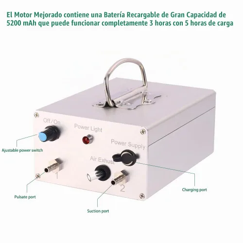 Vista 3 de Máquina de ordeño eléctrica de cabra de 7L, bomba de vacío de pulsación automática recargable con 2 tazas de pezón, cubo de acero inoxidable