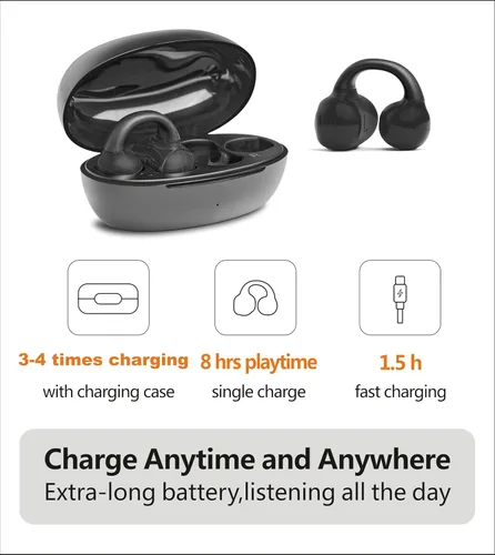 Vista 7 de Clips inalámbricos para los oídos, clips abiertos para los oídos, auriculares Bluetooth estéreo deportivos con micrófono, cancelación de ruido