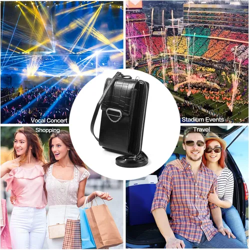 Vista 6 de Small Crossbody Cell Phone Bag Wallet Purse with Card Slots for Women Compatible for iPhone 17 Pro Air Galaxy S26+ D-Negro
