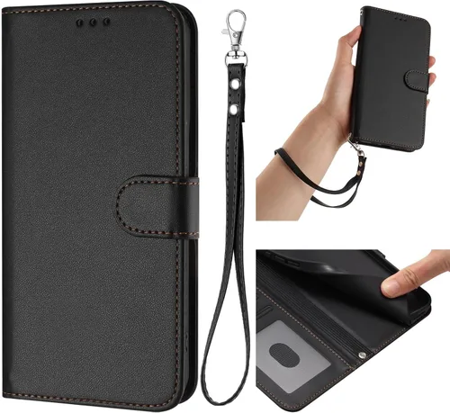 Vista 2 de Funda abatible compatible con Realme P1 Pro, compatible con Realme 12 Pro 5G / 12 Pro Plus 5G 【Correa con cordón】【Cartera con ranura