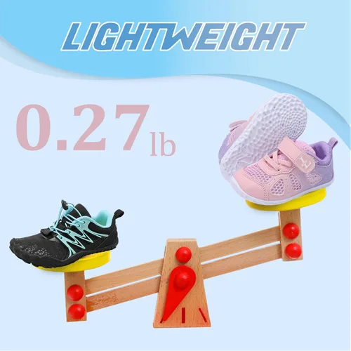 Vista 5 de L-RUN Zapatos deportivos para niños y niñas, zapatos de verano para caminar descalzos, zapatos de tenis ligeros de malla