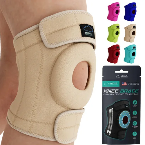 Vista 14 de Modvel ELITE - Rodillera para hombres y mujeres, almohadillas de gel para rótula y estabilizadores laterales para ACL, recuperación de desgarro