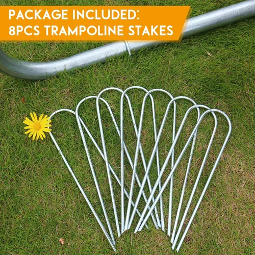 Vista 5 de Estacas para trampolín en forma de U, de metal resistente de 12 pulgadas, estacas de viento para metas de fútbol, tiendas de campaña, decoración